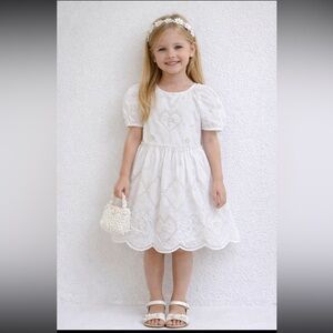Zara White Eyelet Heart Kids Dress